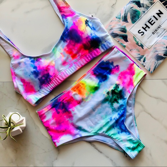 shein tie dye bathing suit